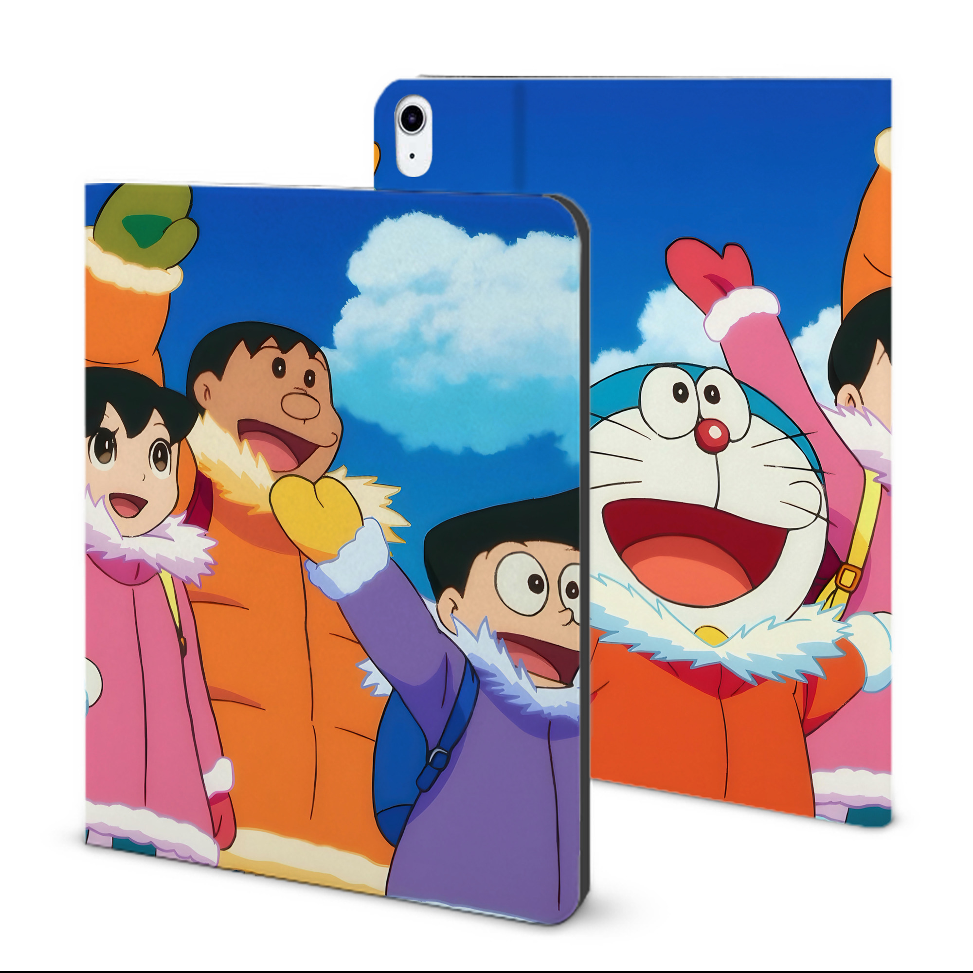 （画像用） ドラえもん Doraemon IPad ケース ブック型 PUレザー TPU 耐衝撃 軽量 薄型 ペン収納なし 全面保護 IPad 各モデル対応